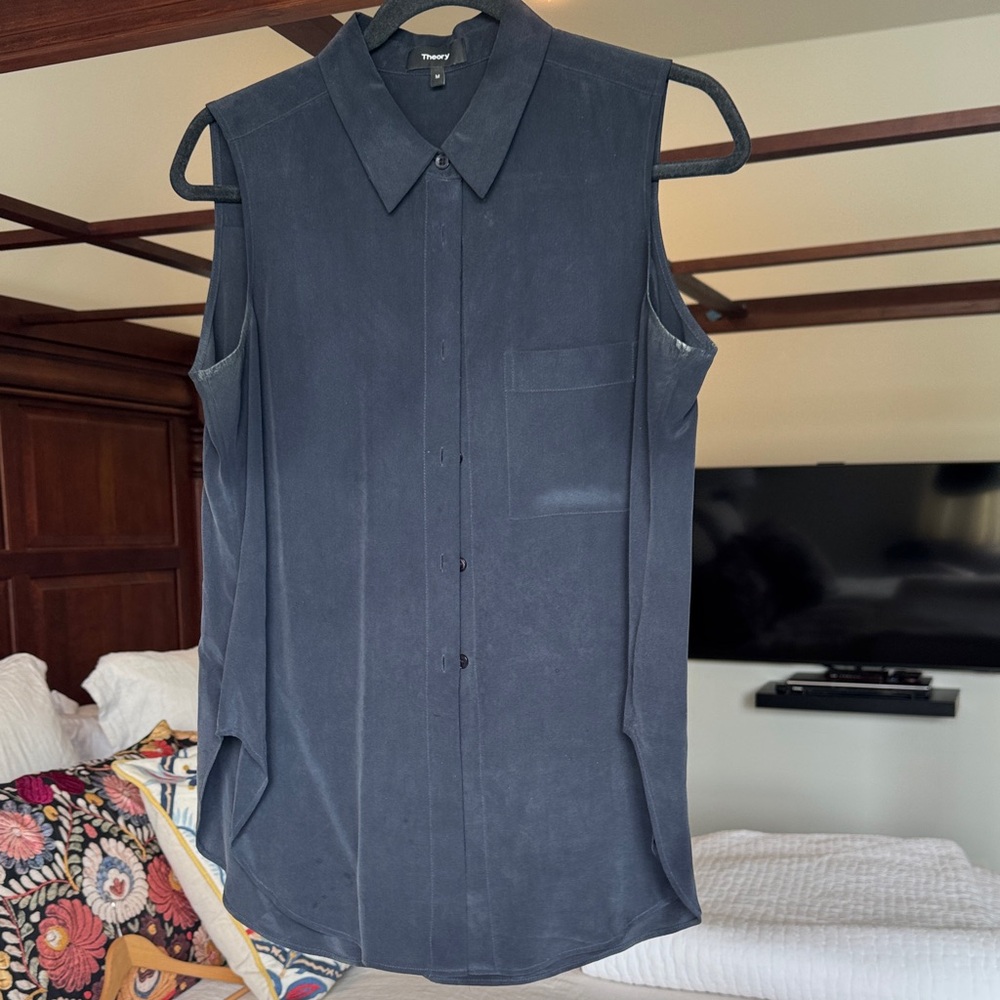 Theory Sleeveless Shirt in Dark Navy